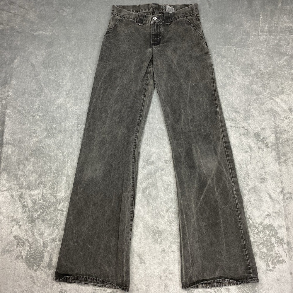 Rogan NYCโ Jeans Womens 26 Grey Stone Wash Flared Wide Leg Flap Pockets USA Made